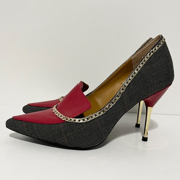 ABS Allen Schwartz Womens Bianka Houndstooth Stiletto Pumps 8 Statement Runway - Picture 3 of 12